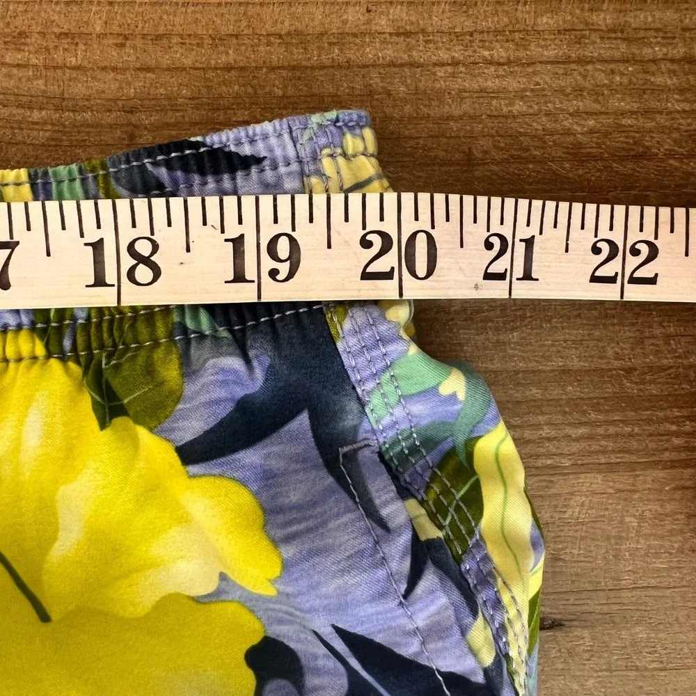 Tommy Bahama Mens XL Blue Yellow Tropical Bamboo Mesh Swim Trunks Shorts‎